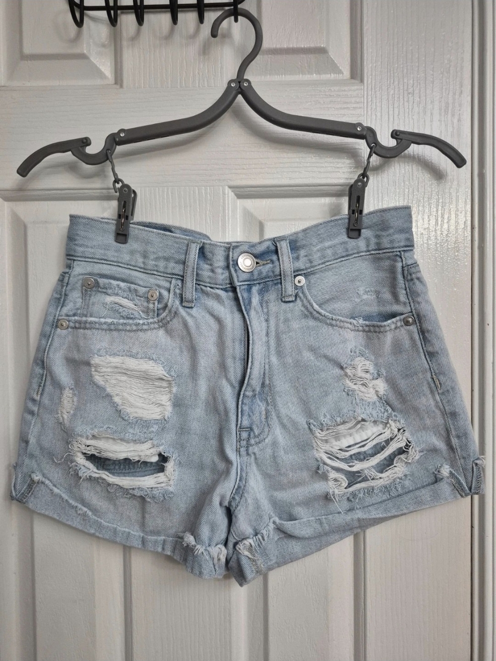 Aeropostale Light Blue Distressed Denim Short Shorts